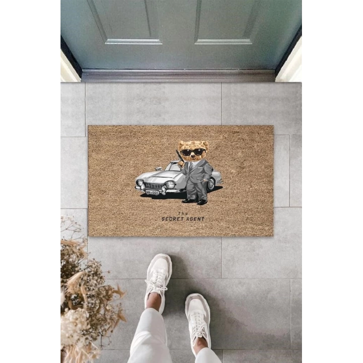 BFS Bej Kapı Önü Paspası The Secret Agent Ayıcık Desen  K-3350