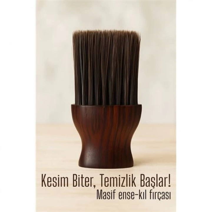 BFS  Berber Ense Fırçası Saç Temizleme Fırçası - Berber Temizlik Fırçası Masif Ahşap
