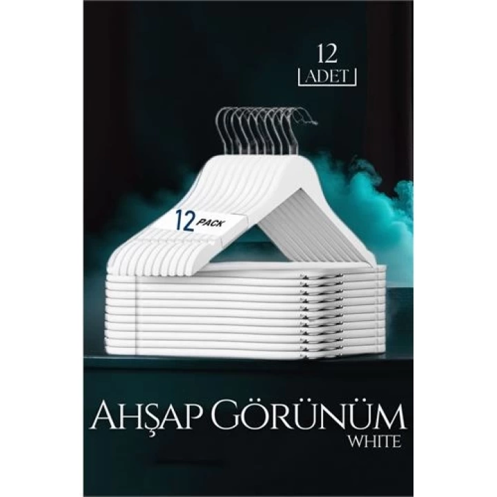 BFS Beyaz Ahşap Görünüm 12 li Askı Seti Schönbuch Design