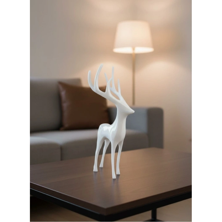 BFS Beyaz Dekoratif Geyik Figürü Şık Ev Aksesuarı