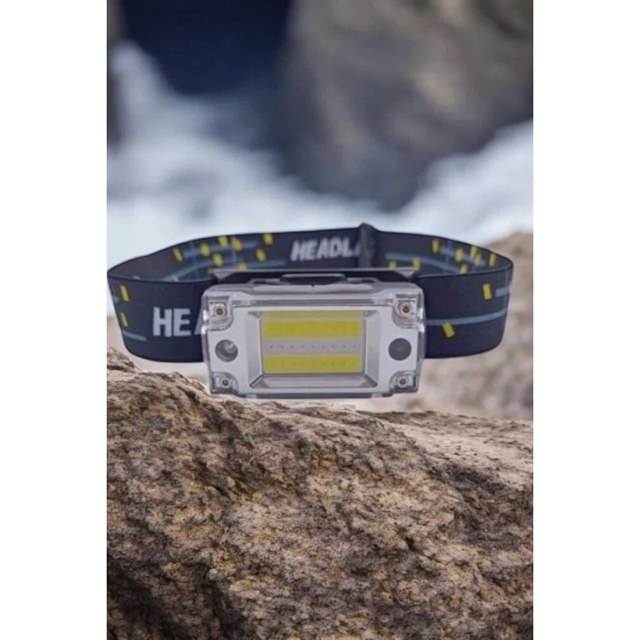 BFS Beyaz Led Işık Sensörlü Kafa Lambası Lityum Batarya Led El Fenerli Şarjlı