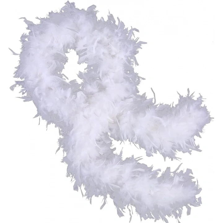 BFS Beyaz Renk Kabarık Kalın Otriş Boa Tüy 6 Cm Genişlik 180-200 Cm Uzunluk
