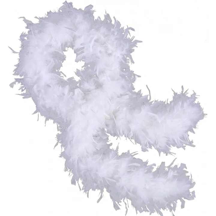 BFS  Beyaz Renk Kabarık Kalın Otriş Boa Tüy 6 cm Genişlik 180-200 cm Uzunluk