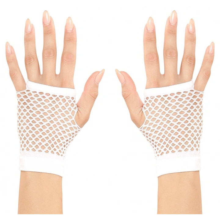 BFS  Beyaz Renk Kısa Boy Fileli Örgü Eldiven