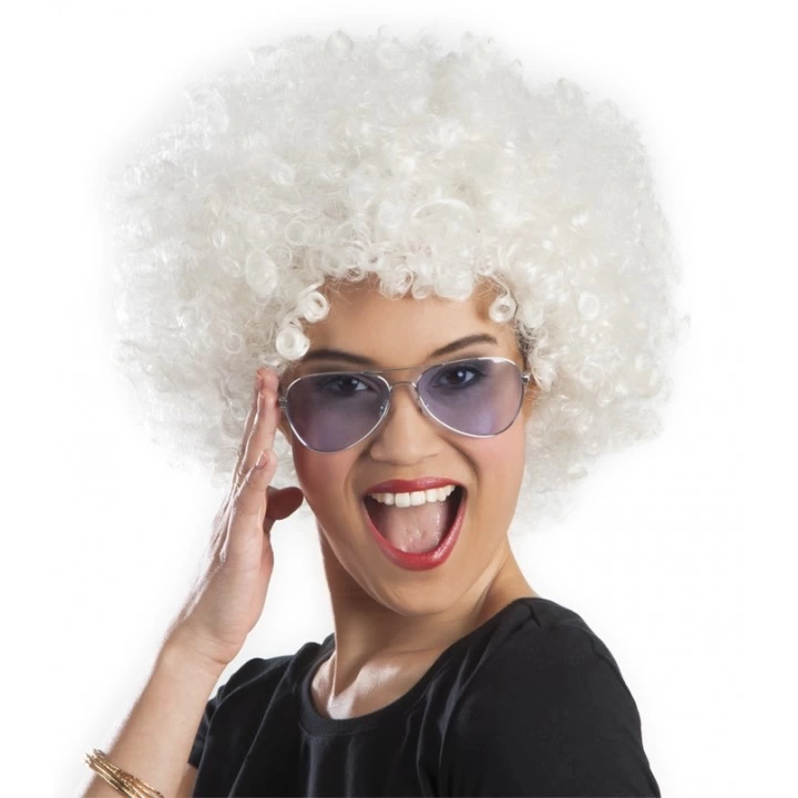 BFS   Beyaz Renk Kıvırcık Afro Bonus Peruk
