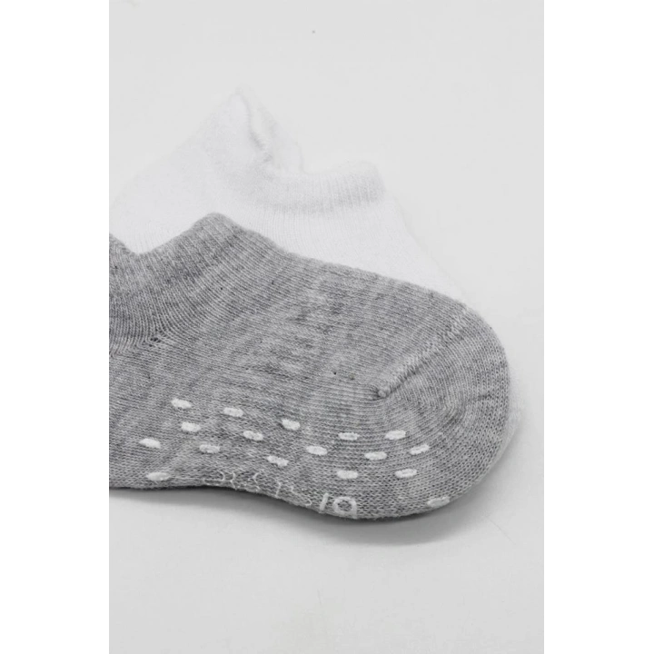 BFS  Bistyle 2Li Sneakers Kaymaz Basic Penye Çorap BS20103 Gri Beyaz