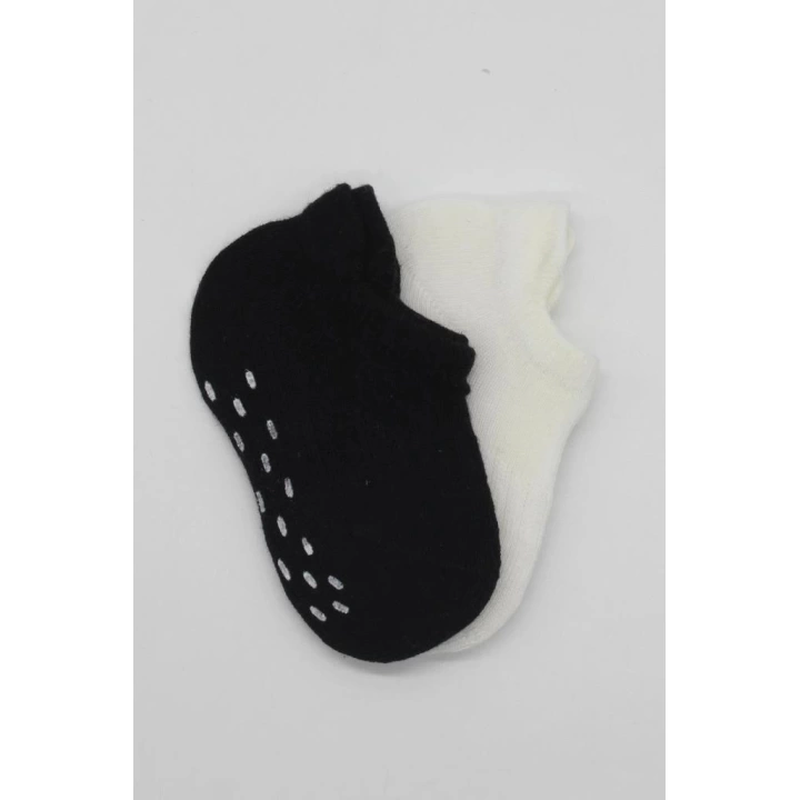 BFS  Bistyle 2Li Sneakers Kaymaz Basic Penye Çorap BS20103 Siyah Ekru