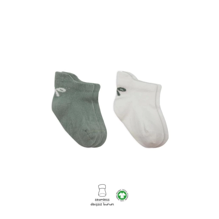 BFS   Bistyle 2Li Sneakers Smile Penye Çorap BS20106 Nil Ekru