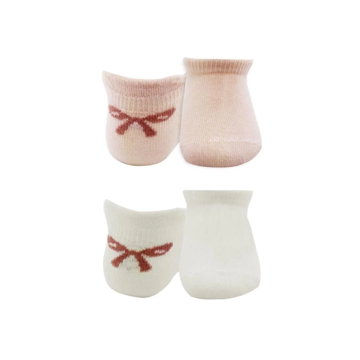 BFS   Bistyle 2Li Sneakers Smile Penye Çorap BS20106 Pembe Ekru