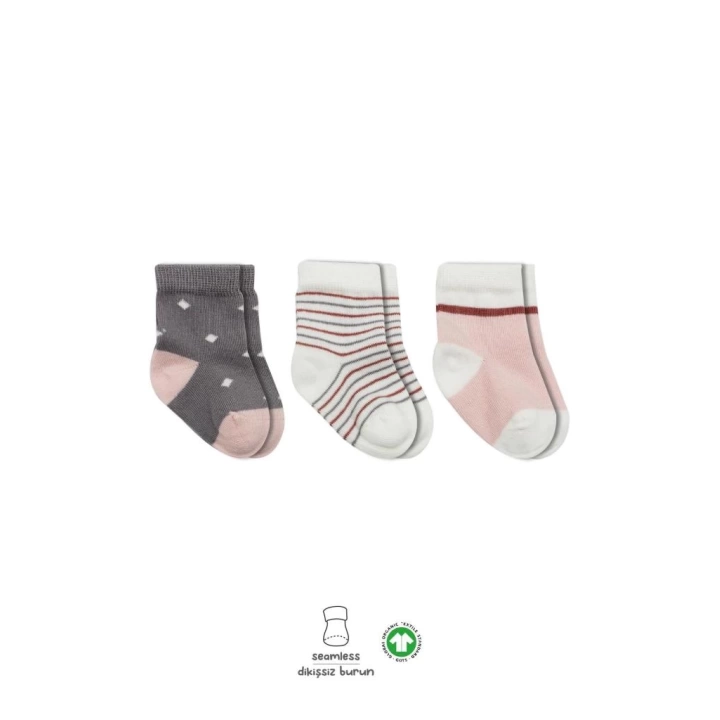 BFS   Bistyle 3Lü Penye Kız Soket Çorap BS10112 Gri