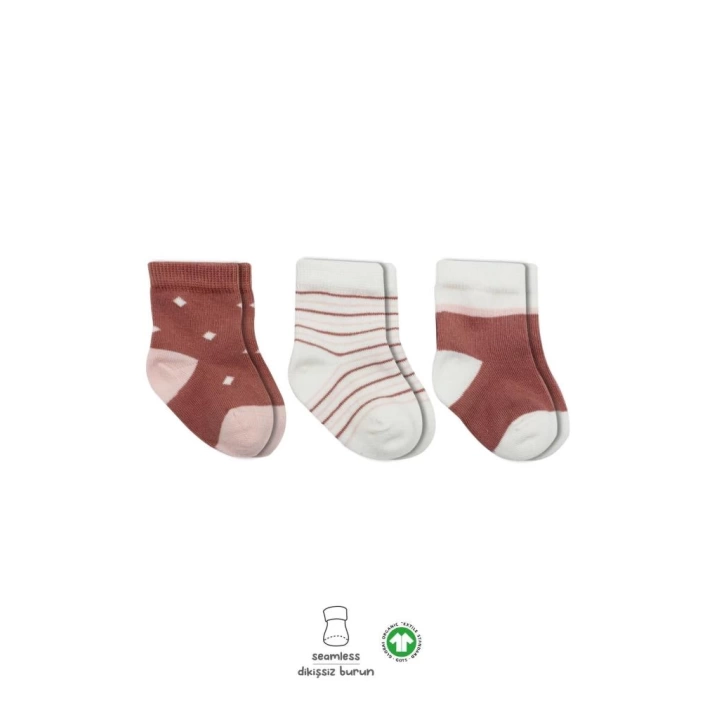 BFS   Bistyle 3Lü Penye Kız Soket Çorap BS10112 Pudra