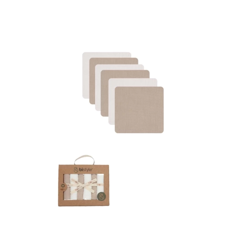BFS  Bistyle 6lı Müslin Mendil 20x20 cm 90106 Ekru Bej