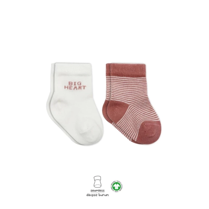 BFS   Bistyle Big Heart Penye Soket Çorap 2Li BS10117 Pudra
