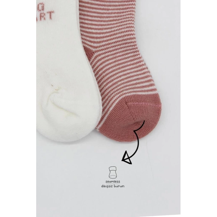 BFS   Bistyle Big Heart Penye Soket Çorap 2Li BS10117 Pudra
