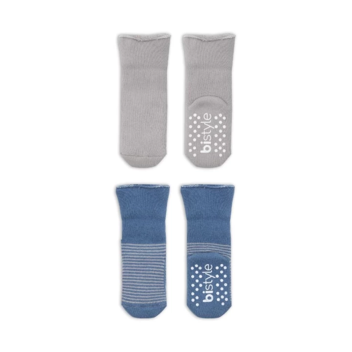 BFS   Bistyle Çemberli Kaymaz Havlu Soket Çorap 2Li BS10503 İndigo Gri