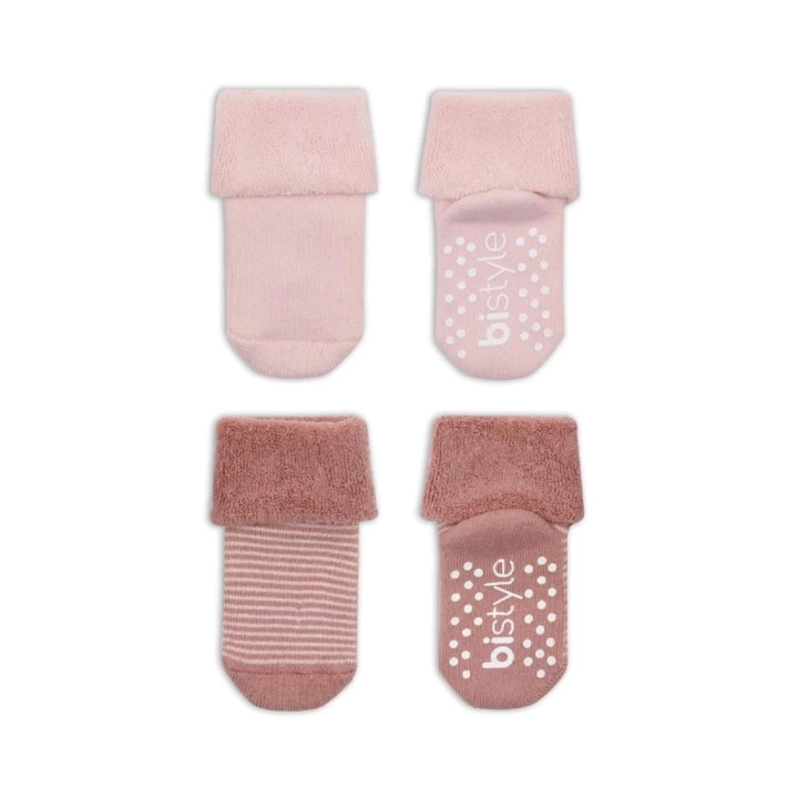 BFS   Bistyle Çemberli Kaymaz Havlu Soket Çorap 2Li BS10503 Pudra Pembe