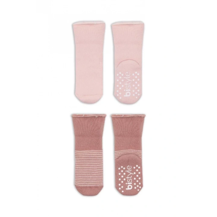 BFS   Bistyle Çemberli Kaymaz Havlu Soket Çorap 2Li BS10503 Pudra Pembe