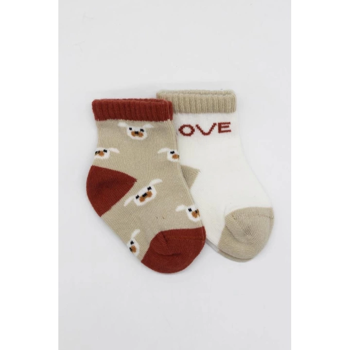BFS   Bistyle Love Dog Penye Soket Çorap 2Li BS10118 Bej