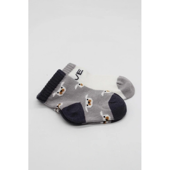 BFS   Bistyle Love Dog Penye Soket Çorap 2Li BS10118 Gri