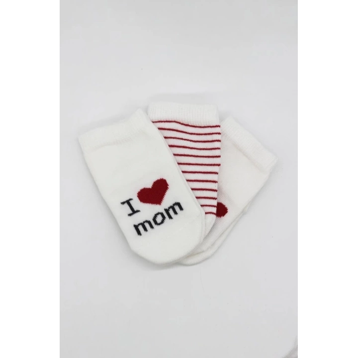 BFS   Bistyle Mom Dad 3Lü Penye Soket Çorap 10123 Ekru