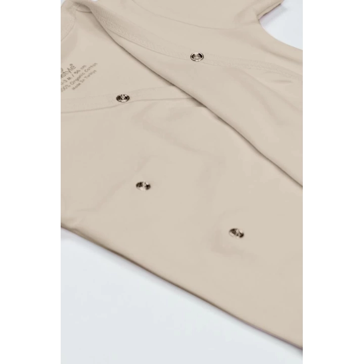 BFS  Bistyle Organik Natural Basic Style Kruvaze Uzun Kol Body BS17102 Bej