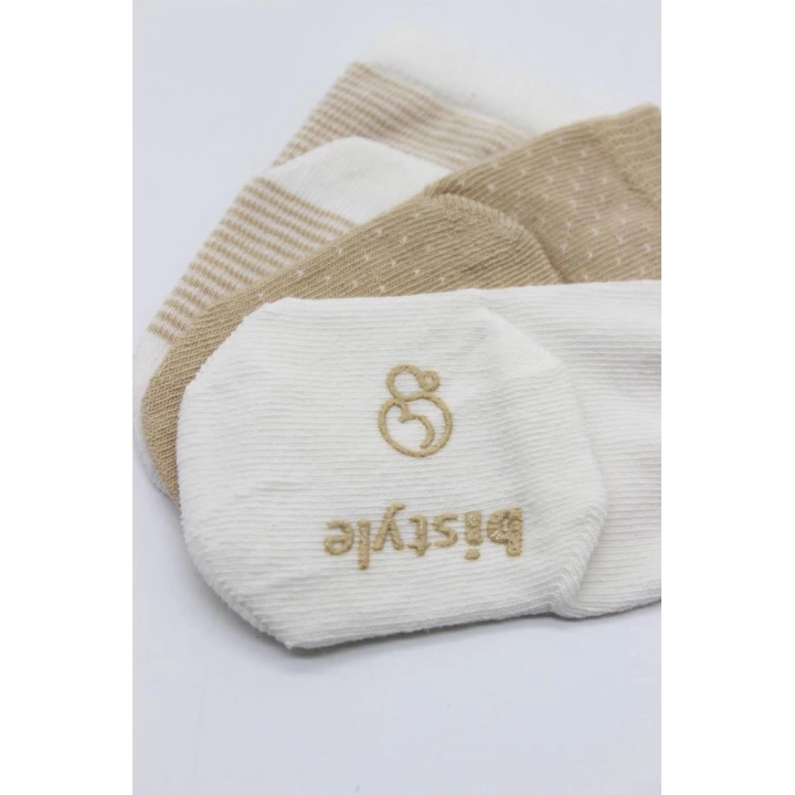 BFS   Bistyle Puanlı Kaymaz Penye Soket Çorap 3Lü BS10108 Bej