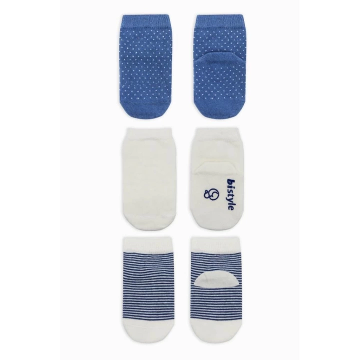 BFS   Bistyle Puanlı Kaymaz Penye Soket Çorap 3Lü BS10108 İndigo