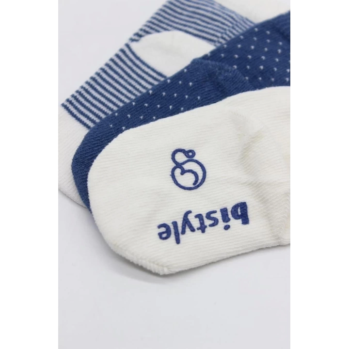 BFS   Bistyle Puanlı Kaymaz Penye Soket Çorap 3Lü BS10108 İndigo