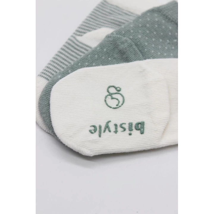 BFS   Bistyle Puanlı Kaymaz Penye Soket Çorap 3Lü BS10108 Nil