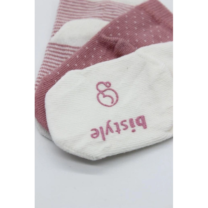 BFS   Bistyle Puanlı Kaymaz Penye Soket Çorap 3Lü BS10108 Pudra