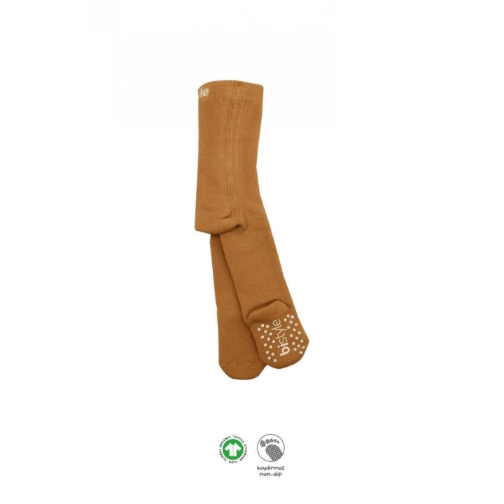 BFS  Bistyle Tekli Kaymaz Mix Havlu Külotlu Çorap BS50501M Hardal