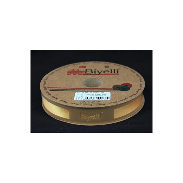 BFS Biye Saten Katlı 034 Sarı 2 cm 25 Metre %100 Polyester