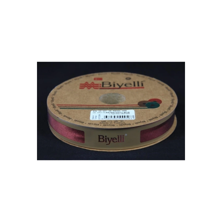 BFS Biye Saten Katlı 059 Koyu Kiremit 2 cm 25 Metre %100 Polyester
