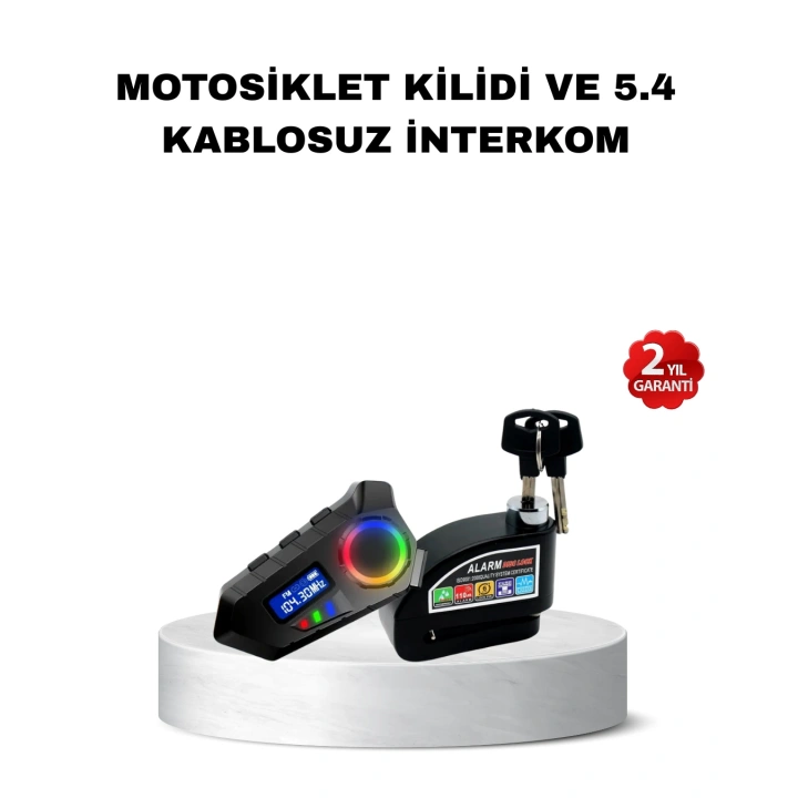 BFS Bluetooth 5.4 İntercom ve Alarmlı Disk Kilidi Seti Güçlü Ses ve Güvenlik