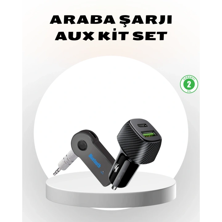 BFS Bluetooth AUX Çevirici ve PD Destekli Araç Şarj Cihazı 2’li Set
