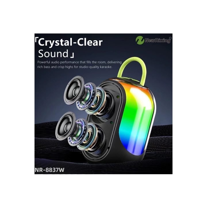 BFS Bluetooth Çift Mikrofonlu Kablosuz Karaoke Rgb Işıklı Yüksek Sesli Müzik 4 Ses Degıstırme