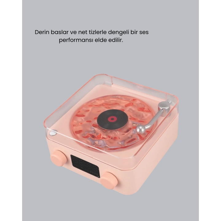 BFS Bluetooth Hoparlörlü Gece Lambası Dijital Saatli Şeffaf Su Dalgası Işıklı Dekoratif