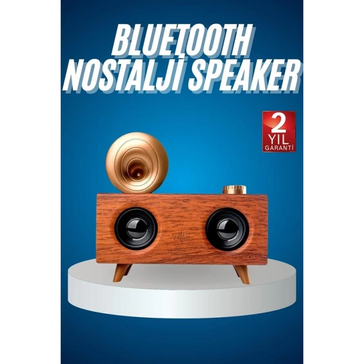 BFS Bluetooth Nostalji Speaker Radyo Gramofon Ahşap Renk Vintage