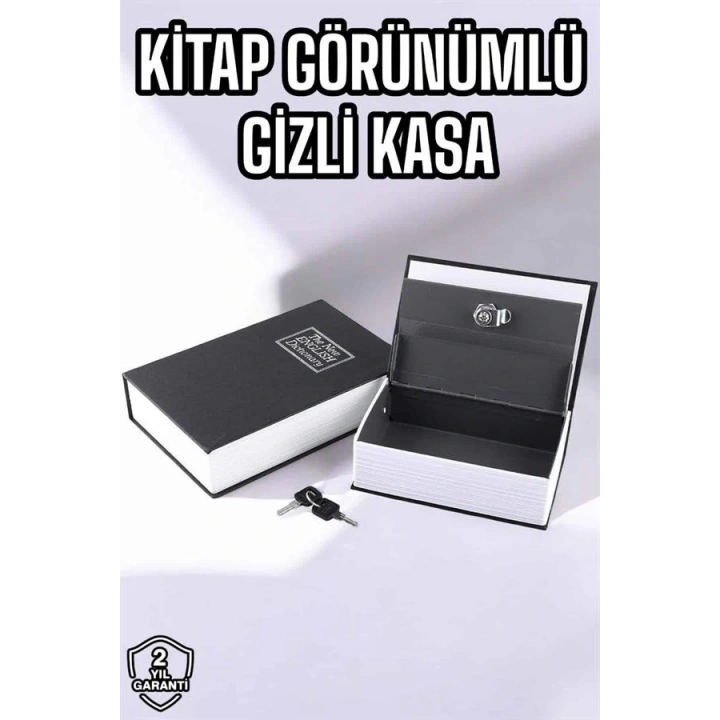 BFS Büyük Boy Anahtarlı Kitap Görünümlü Gizli Kasa Çelik Kasa Altın Kasası
