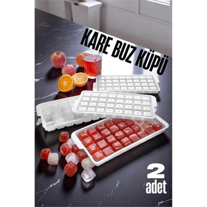BFS Buz Kalıbı KARE İçecek Buz Kalıbı - Mutfak Buz Kalıbı Kolay Çıkarılır Buz Kalıbı 2 ADET