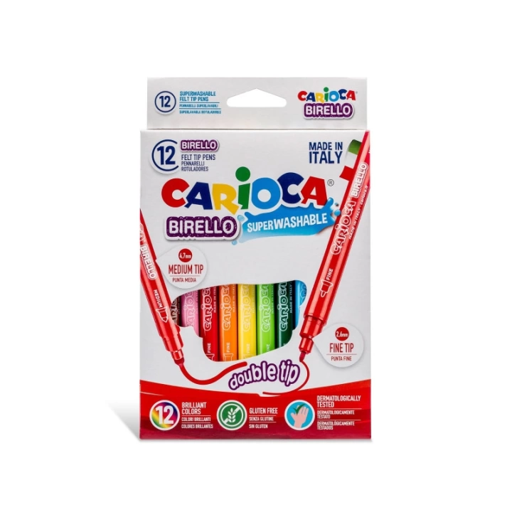 BFS   Carioca Birello Süper Yıkanabilir Çift Taraflı Keçeli Boya Kalemi 12Li