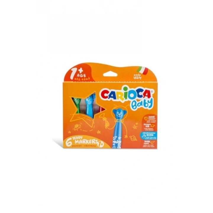 BFS   Carioca Teddy Jumbo Bebek Süper Yıkanabilir Keçeli Boya Kalemi 6Lı