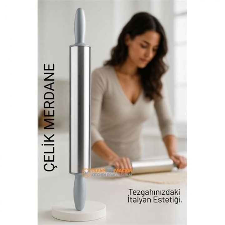 BFS Çelik Merdane - Profesyonel Hamur Açma Merdanesi - 304 Paslanmaz Çelik Mutfak Merdanesi