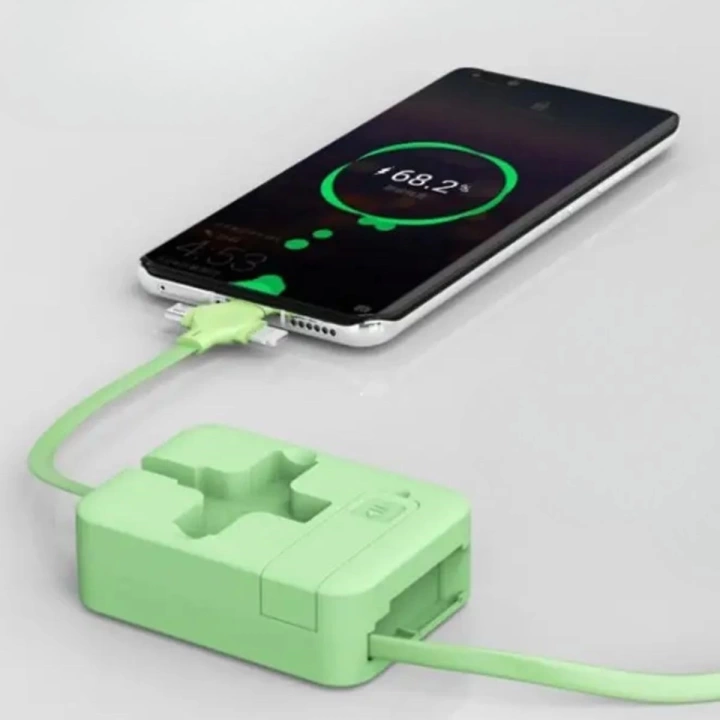 BFS  Cep Tipi Telefon Tutuculu Makaralı Uzayıp Kısalabilen 3ü 1 Arada USB Şarj Kablosu