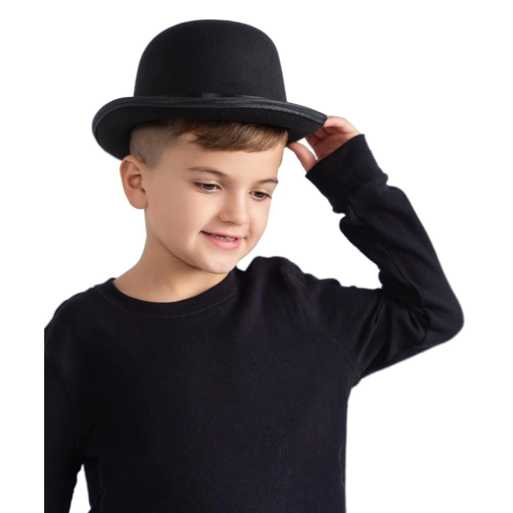 BFS Charlie Chaplin Stil Çocuk Şapkası – Siyah Melon Parti Şapkası