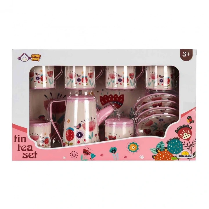 BFS  Çiçek Desenli Metal Çay Seti 12 Parça