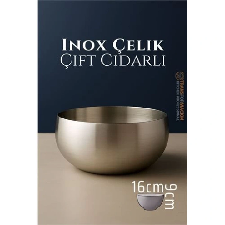 BFS  Çift Cidarlı Kase - Inox Çelik Kase 16 cm
