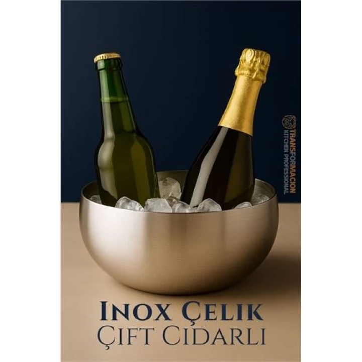 BFS  Çift Cidarlı Soğutucu Kase - İçecek Soğutucu - Inox Çelik Kase 18 cm