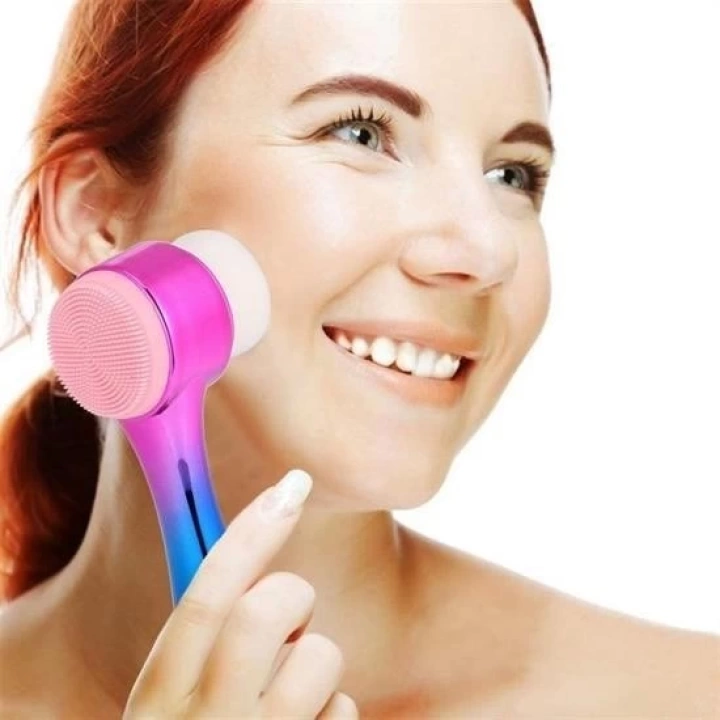 BFS  Çift İşlevli Renkli Cilt Yüz Temizleme Fırçası Peeling Masaj Etkili Gözenek Temizleyici Alet