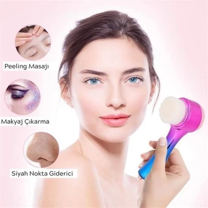 BFS  Çift İşlevli Renkli Cilt Yüz Temizleme Fırçası Peeling Masaj Etkili Gözenek Temizleyici Alet